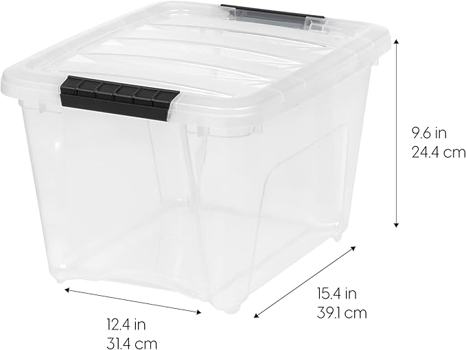 IRIS USA 19 QT Plastic Storage Box with Lid and Latches - 4 Pack - BPA-Free, See-Through Organizing Solution, Durable Nestable Stackable Containers, Secure Pull Handle - Clear - Image 2
