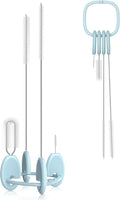 YOTIME Standing Straw Cleaner Brush Set, 4in1 Reusable Straw Brushes with Holder Ring, for Wide and Narrow Straws, Tumblers, Water Bottles and Cups, Blue by YOTIME