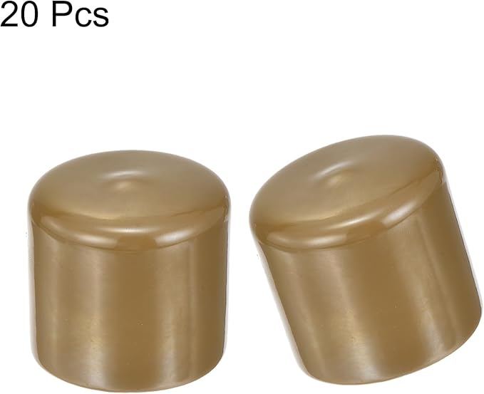 uxcell 20pcs Rubber End Caps 44mm(1 3/4") ID Vinyl PVC Round Tube Bolt Cap Cover Screw Thread Protectors Light Brown - Image 2