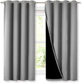 NICETOWN 100% Blackout Curtains with Black Liners, Thermal Insulated Full Blackout 2-Layer Lined Drapes, Energy Efficiency Window Draperies for Bedroom (Silver Grey, 2 Panels, 52-inch W by 63-inch L) by NICETOWN
