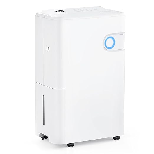 NEWBULIG 80Pints Dehumidifier with Drain Hose, 5,500 Sq.Ft Dehumidifier for Basement, 1.32 Gallon Tank, Low 42dB, Smart Humidity Ring, Ideal Whole House Humidity Remover for Home, Bedroom & Bathroom by NEWBULIG