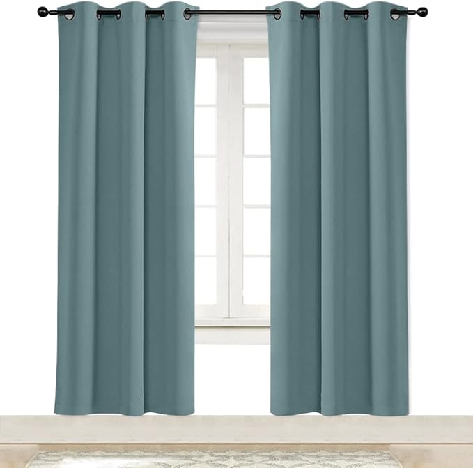 NICETOWN Greyish Blue Blackout Window Curtain for Kitchen Noise Reducing Solid Grommet Window Treatment Drapery/Drape for Thanksgiving & Christmas Decor (1 Panel, 42 by 72 inches) by NICETOWN