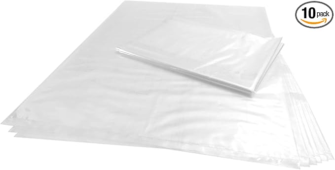 Wowfit 10 CT 30x40 Inch Clear Plastic Flat Poly Bags, 1.6 Mil Food-Grade – Great for Bread Proofing, Baguettes, Paintings, Banners, Wreaths, Pillows, Cutting Boards, Greenhouse Covers, and More by Wowfit