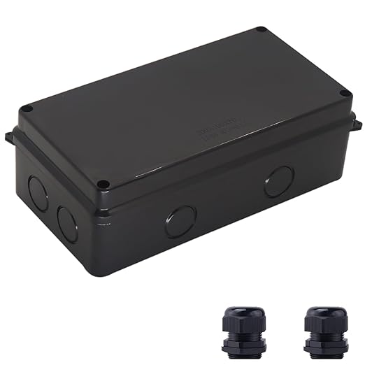 Electrical Box, Outdoor Waterproof Box IP65 Junction Box with Reserved Holes,ABS Plastic Project Box Power Cord Enclosure Black 7.9 x 3.4 x 2.8 inch(200x100x70mm) by LuSumtly
