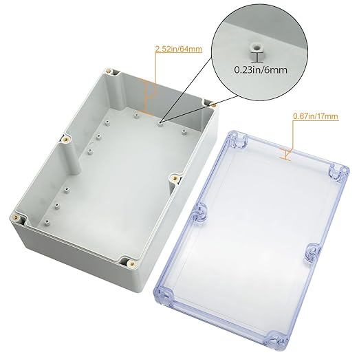 LeMotech ABS Plastic Junction Box Dustproof Waterproof IP65 Electrical Enclosure Box Universal Project Enclosure Grey with PC Transparent Clear Cover 9 x 5.9 x 3.4 inch(230 x 150 x 87 mm) - Image 4