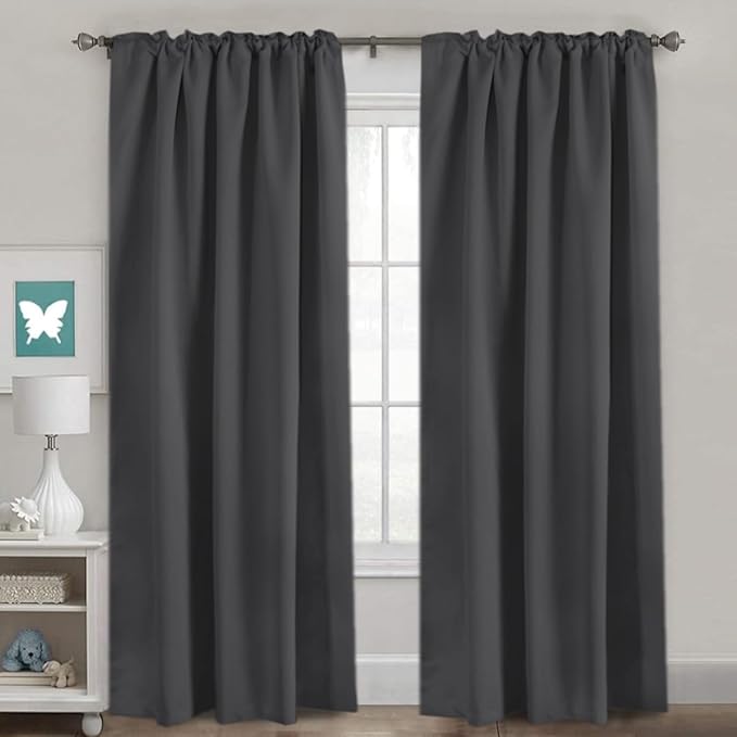 H.VERSAILTEX Blackout Curtains Thermal Insulated Window Treatment Panels Room Darkening Blackout Drapes for Living Room Back Tab/Rod Pocket Bedroom Draperies, 52 x 96 Inch, Charcoal Gray, 2 Panels - Image 2