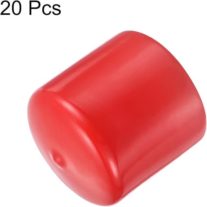 uxcell 20pcs Rubber End Caps 48mm ID Vinyl Round Tube Bolt Cap Cover Thread Protectors Red - Image 2
