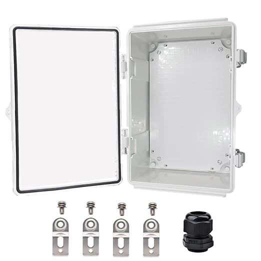 Waterproof Electrical Box, IP67 Junction Box Stainless Steel Latch Hinged Clear Cover Project Enclosure with Wall Bracket 11.8"x7.9"x 6.7" by YETLEBOX