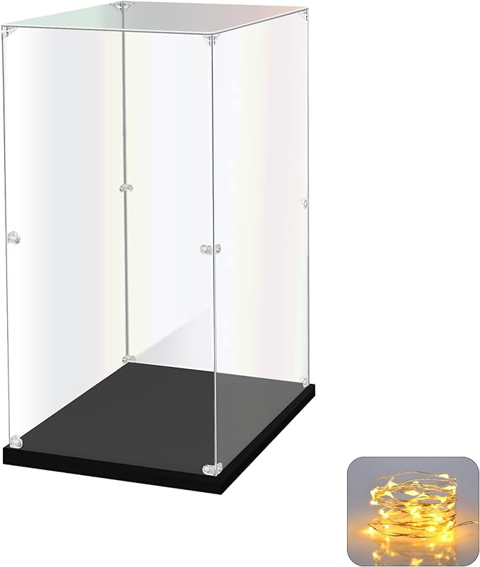 Acrylic Display Case for Collectibles Assemble Clear Acrylic Display Box for Lego Alternative Glass Case for Showcasing Figures Doll Toys Home Storage(10x10x15.7 inch, 25x25x40 cm) by KOLIPI