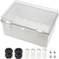 Zulkit Junction Box ABS Plastic Dustproof Waterproof IP65 Electrical Boxes Hinged Shell Outdoor Universal Project Enclosure Clear Cover with 2 Cable Glands 11.4 x 7.5 x 5.5 inch(290x190x140mm) by Zulkit