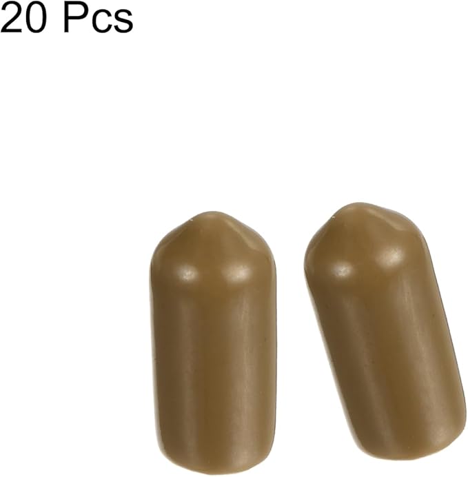 uxcell 20pcs Rubber End Caps 6.5mm(1/4") ID Vinyl PVC Round Tube Bolt Cap Cover Screw Thread Protectors Light Brown - Image 2