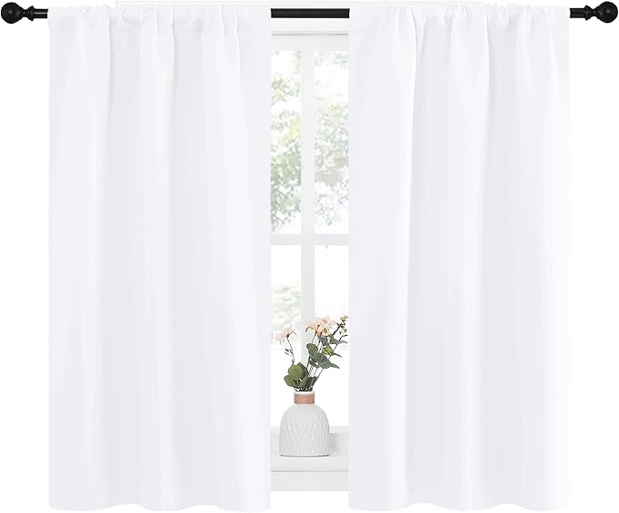 NICETOWN RV Curtains for Camper Windows, White Kitchen Window Drapes, Home Decoration Light Filtering for Small Window (34 Inches Wide by 40 Inches Long, 1 Pair) - Image 2