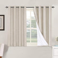 H.VERSAILTEX Linen Blackout Curtains 45 Inches Long 100% Blackout Thermal Insulated Textured Linen Look Curtain Draperies Anti-Rust Grommet, Energy Saving with White Liner, 2 Panels, Natural by HVERSAILTEX