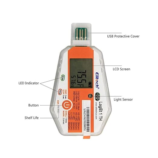 (Pack of 5) Thermal Mapping Area Mapping Single Use Temperature and Humidity Data Logger (Range: -30°C to 70°C) for Pharmaceuticals,Critical Transportation | Model: Elitech LogEt 1 TH - Image 2