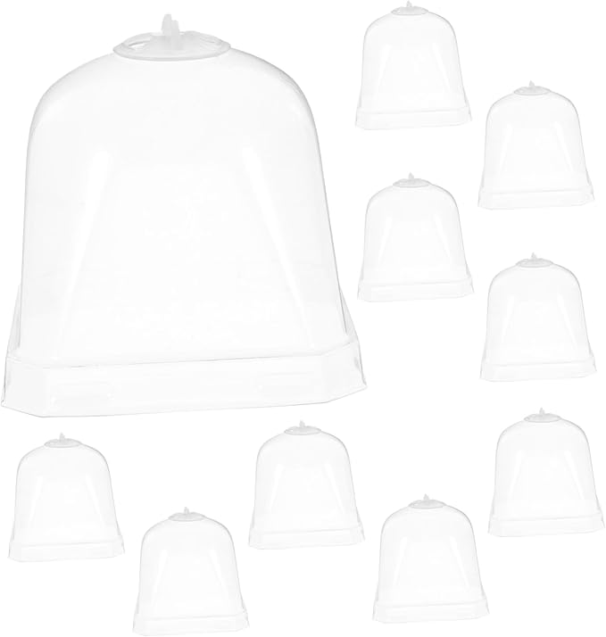 Mipcase 10pcs Plastic Cloche Dome for Plants Humidity Control Greenhouse Covers Reusable Bell Plant Covers for and Garden Accessories by Mipcase