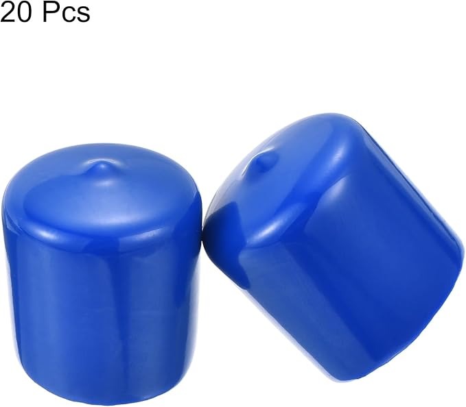 uxcell 20pcs Rubber End Caps 30mm ID Vinyl PVC Round Tube Bolt Cap Cover Screw Thread Protectors Blue - Image 2