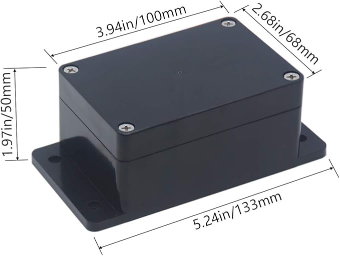 2 Pack Project Box IP65 Waterproof Junction Box ABS Plastic Black Electrical Boxes DIY Electronic Project Case Power Enclosure with Fixed Ear 3.94 x 2.68 x 1.97 inch(100x68x50mm) - Image 2