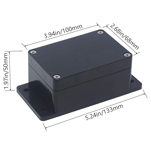 2Packs Junction Box IP65 Waterproof ABS Plastic Electrical Project Case Power Junction Boxes, Project Box with Fixed Ear Black 3.94x2.68x1.97 inch(100x 68 x50 mm) - Image 2