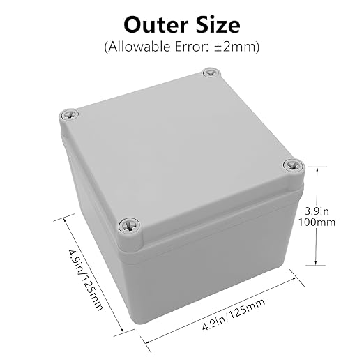 LeMotech Junction Box IP67 Waterproof Dustproof ABS Plastic Project Box for Electrical Outdoor Enclosure Gray 4.9 x 4.9 x 3.9 inch (125 x 125 x 100 mm),2 Pack - Image 2