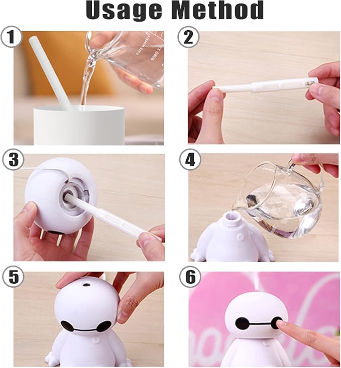 INVODA Humidifiers Portable Small Cool Mist Humidifiers Mini USB Personal Desktop for Travel, Car, Office Room, Bedroom (White) - Image 6