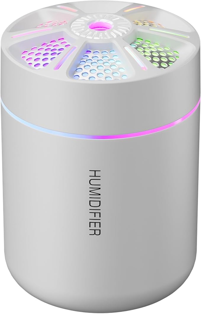 180ml Portable Small Humidifier with Colorful LED Night Light, USB Personal Desktop Humidifier for Car Home Office Travel, Auto Shut-Off, 2 Mist Modes, Super Quiet by HKTOPCNE
