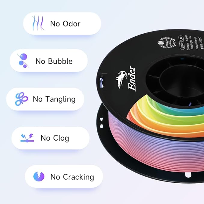 Creality 3D Printer Filament, PLA Plus Filament 1.75mm Rainbow, PLA Pro Toughness Upgraded Dimensional Accuracy +/- 0.03mm, 2 * 1KG Spool Ender PLA+ Filament for Most 3D Printer - Image 3