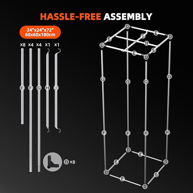 Spider Farmer 2x2x6 Grow Tent 2025 New, 24"x24"x72", with Hook for Controller, View Window, Side Buckle for Door, 1680D Thicken Mylar Canvas for Indoor Hydroponic Growing for SF1000, SE1500, G1500 - Image 8
