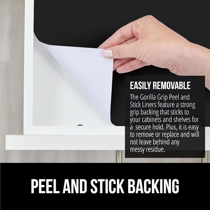 GORILLA GRIP Peel and Stick Paper, Removable Cover for Books, Shelves, Countertops, Drawers, Cabinets and Crafts, Easy Install Kitchen Decor, Shelf, Drawer, Cabinet Liners, 19.7 in x 20 FT Jet Black - Image 4