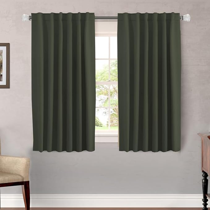 H.VERSAILTEX Blackout Curtains Thermal Insulated Window Treatment Panels Room Darkening Blackout Drapes for Living Room Back Tab/Rod Pocket Bedroom Draperies (2 Panels, Olive, 52 x 54 Inch) by HVERSAILTEX