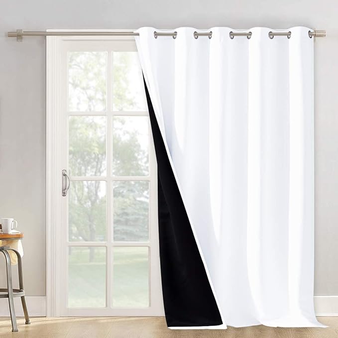 NICETOWN Room Seperating Divider, Room Divider Curtain Screen Partition, Function Thermal Blackout Patio Door Curtain Panel, Sliding Door Insulated Curtains for Patio, White, 108" Tall x 70" Wide - Image 2