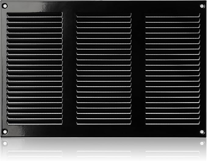 10x6 inch (Duct Opening) Vent Cover - Black Ventilation Covers for Wall and Ceiling - Metal Return Grille - HVAC AC Air Vents Register for Indoor and Outdoor Use with Mesh - Image 3
