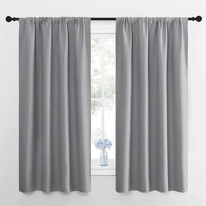 NICETOWN Blackout Curtains Panels for Window - Thermal Insulated Rod Pocket Blackout Drapes/Draperies for Living Room (2 Panels, W42 x L63 inches, Silver Grey) by NICETOWN