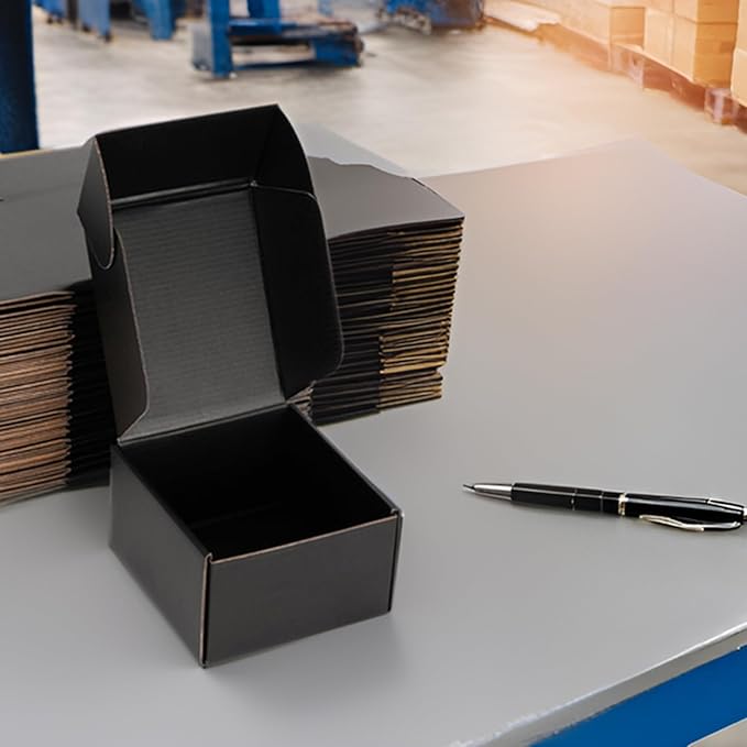 Small Shipping Boxes 6x6x4 Inch (25 Pack) - Sturdy Black Corrugated Cardboard Boxes for Small Business, Ecommerce, Mailing & Packaging | Recyclable Gift & Storage Boxes - Image 5