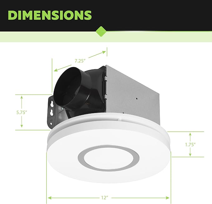 Homewerks 7141-80-RGB Bathroom Fan with Light LED Color Changing and Dimmable, SmartVent Humidity Sensing Ventilation Fan with Remote, 80 CFM 1.0 Sones - Image 4