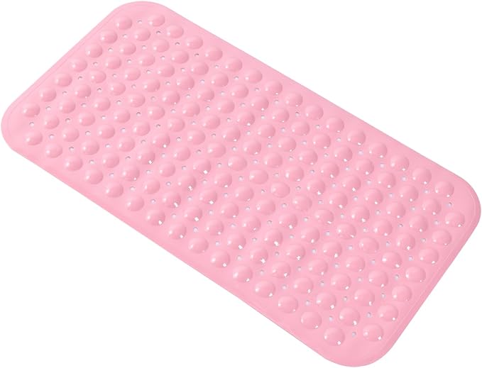 Anti-Slip Bathtub Shower mat, 27.5×14.5（Approximately 70×37cm） inch Soft Oversized Machine Washable Non-Slip Bathtub mat with Drainage Holes, Bathroom Floor Suction Cup.（1-Opaque Pink） by ERASILKEN-X