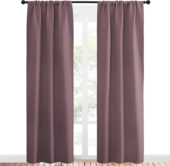 NICETOWN Room Darkening Curtains for Bedroom - Home Decoration Privacy Protection Thermal Insulated Solid Drapes/Draperies for Sliding Glass Door (Dry Rose, Set of 2, 34 x 84 inches) - Image 2