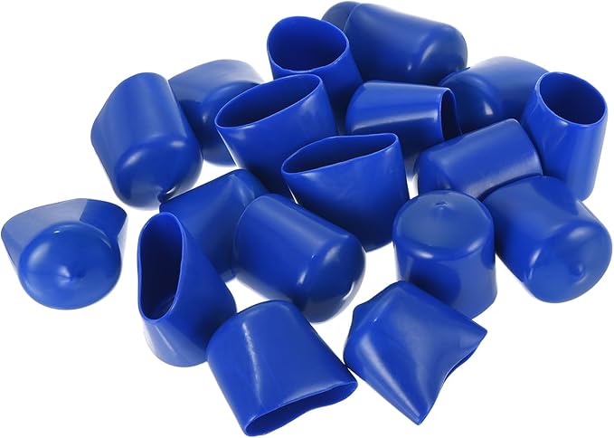 uxcell 20pcs Rubber End Caps 28mm ID Vinyl Round Tube Bolt Cap Cover Screw Thread Protectors Blue - Image 4