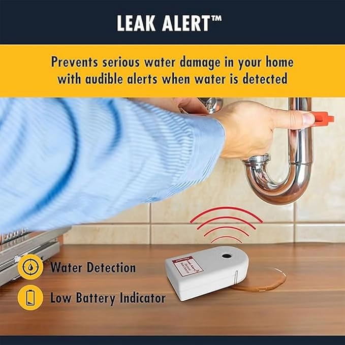 Zircon Leak Alert 3-Pack Water Detector Alarm – 90 dB Battery-Powered Leak & Flood Sensor for Basement, Kitchen, Bathroom, Utility Room – Early Water Detection & Damage Prevention - Image 2