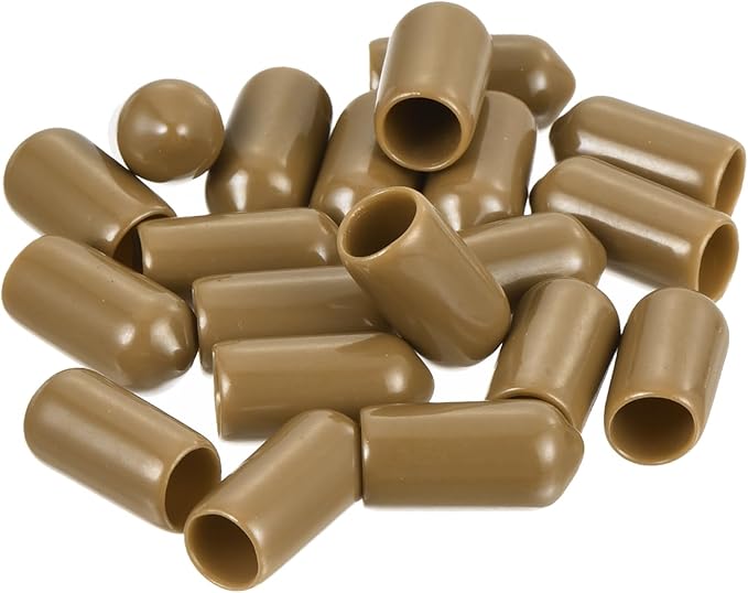 uxcell 20pcs Rubber End Caps 7mm ID Vinyl PVC Round Tube Bolt Cap Cover Screw Thread Protectors Light Brown - Image 4