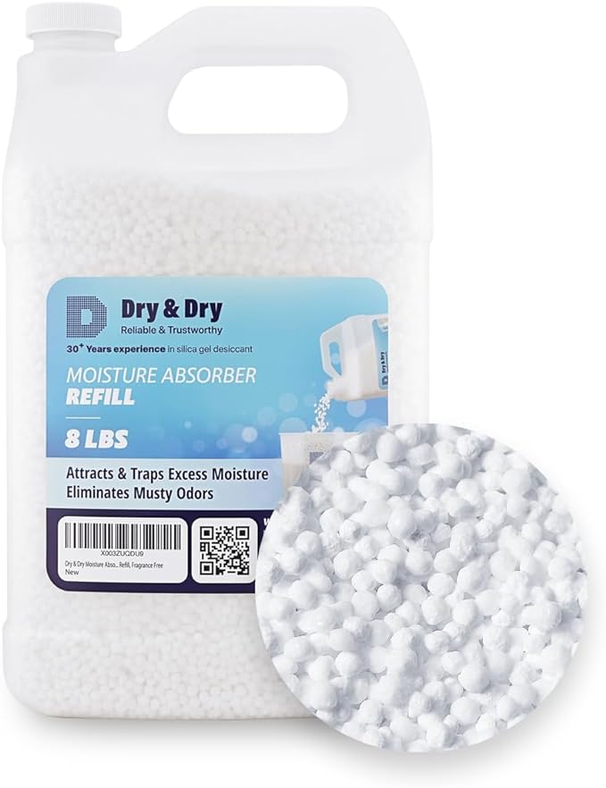 Dry & Dry Moisture Absorbers Refill Beads (8 LBS) - Dehumidifiers for Home Dehumidifier for Basement Dehumidifiers for Bedroom Small Dehumidifiers Dehumidifiers Moisture Absorbers by DryDry