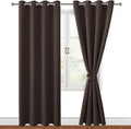 Hiasan Blackout Curtains for Bedroom, 52 x 96 Inches Long - Thermal Insulated & Light Blocking Window Curtains for Living Room, 2 Drape Panels Sewn with Tiebacks, Brown by Hiasan
