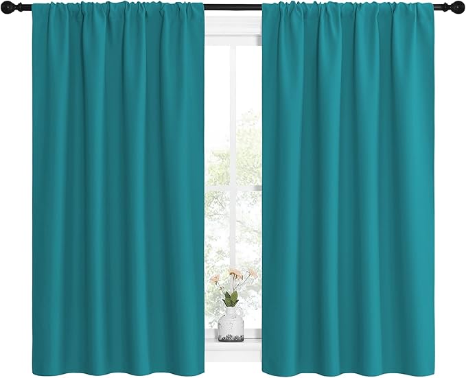 NICETOWN Peacock Blue Blackout Curtains Panels for Window, Thermal Insulated Rod Pocket Blackout Drapes/Draperies for Living Room (2 Panels, W42 x L54 inches) - Image 2