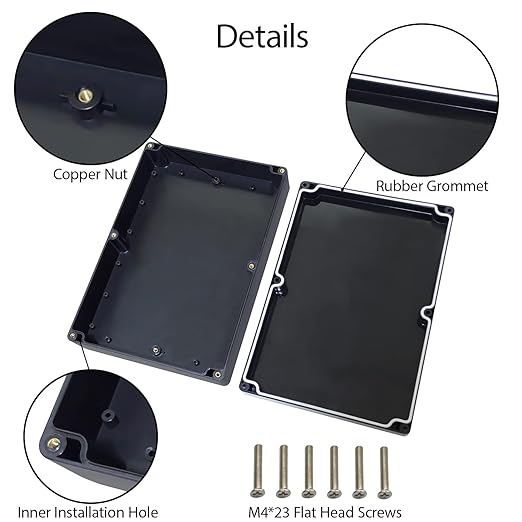 LeMotech Project Box ABS Plastic Junction Box IP65 Waterproof Hobby Box Electrical Boxes Universal Enclosure for Electronic Black 8.9X 5.7X 3.1 inch(230x150x85mm)（Pack of 1 - Image 4