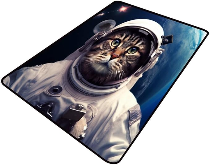 Rug, Space Kitten Pattern Printing Washable Area Rugs Fade Resistant, Flame Resistant, Quick Dry, Stain Resistant, Waterproof Floor Carpet for Living Room Bedroom, 36 x 60 Inch by Snarena