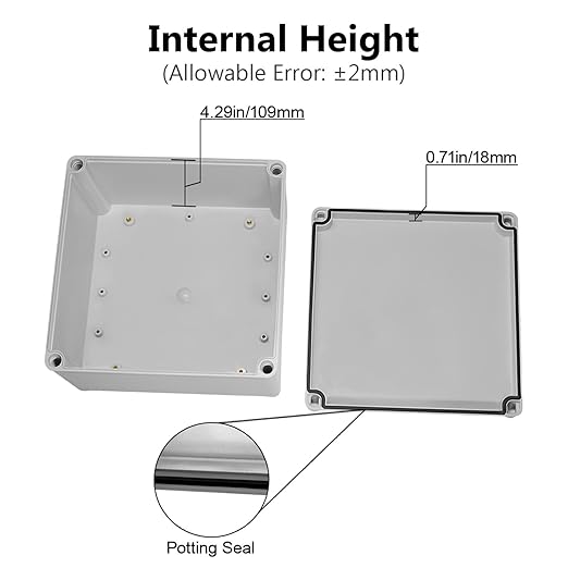 LeMotech Waterproof Dustproof IP67 Junction Box DIY Case Enclosure Gray 7.9 x 7.9 x 5.1 inch (200 x 200 x 130 mm) - Image 4