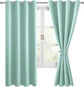Hiasan Blackout Curtains for Bedroom, 52 x 63 Inches Length - Thermal Insulated & Energy Saving Window Curtains for Living Room, 2 Drape Panels Sewn with Tiebacks, Aqua by Hiasan