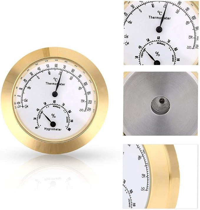 Hygrometer Thermometer Humidity Gauge Moisture Temp For Violin Guitar Instrument Case Etc Meter Tool gold - Image 2