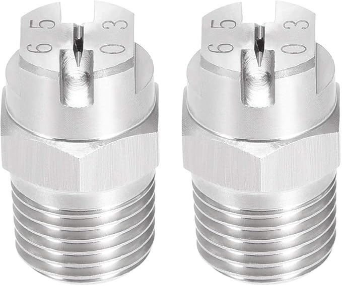 uxcell Flat Fan Spray Tip - 1/4BSPT Male Thread 304 Stainless Steel Nozzle - 65 Degree 1.1mm Orifice Diameter - 2 Pcs by uxcell