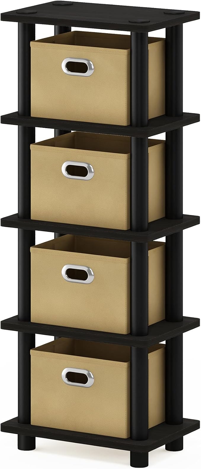 Furinno LACi 4-Bins System Rack, 11.3(W) x 28.8(H) Inch, Espresso/Black - Image 4