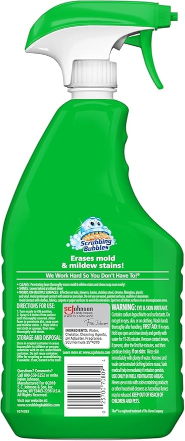 Scrubbing Bubbles Foaming Bleach Bathroom and Shower Cleaner Disinfectant Spray, Helps Erase Mold & Mildew, 32oz - Image 7